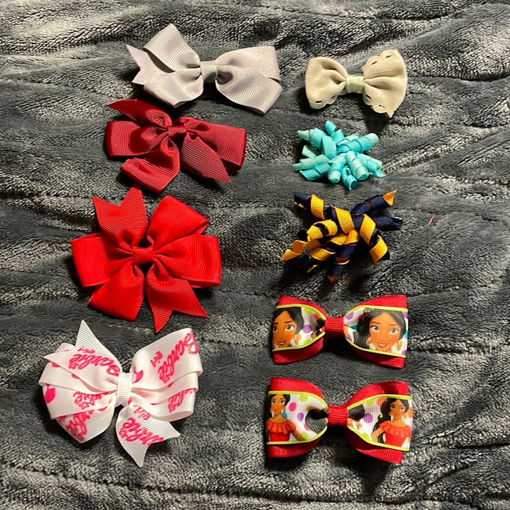 Girls hair bows - set of 9